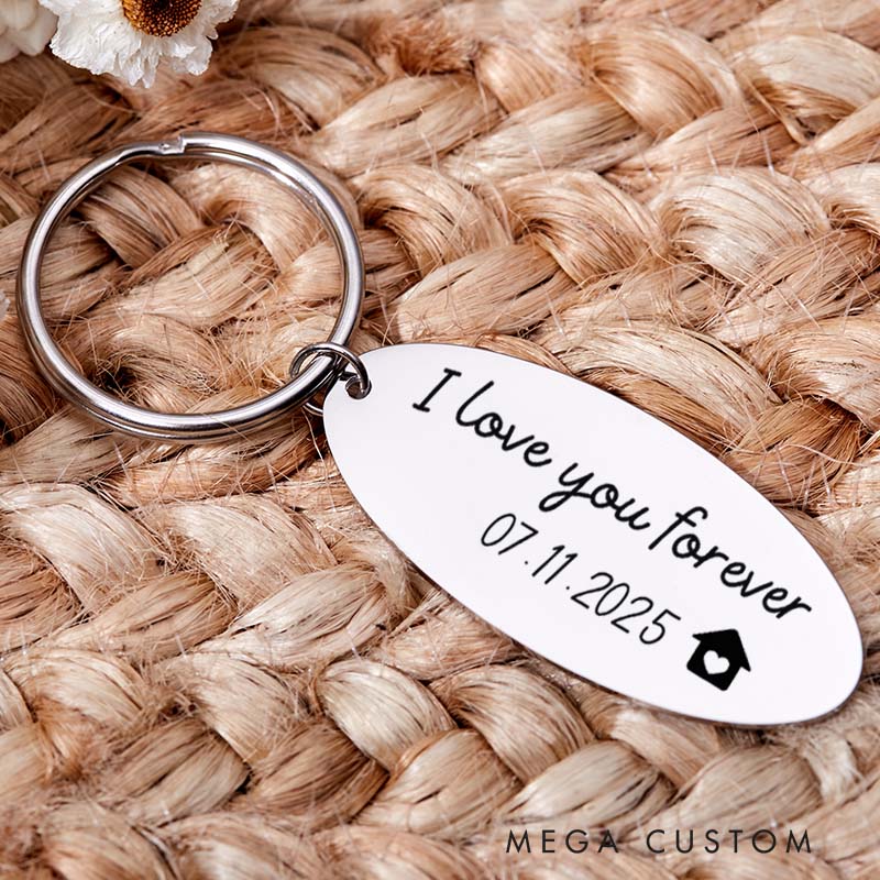Personalized Housewarming Couples Keychain with Photo First Home Gift for Home Owner New Home Keyring Custom House Tag Housewarming Gifts Moving Gift