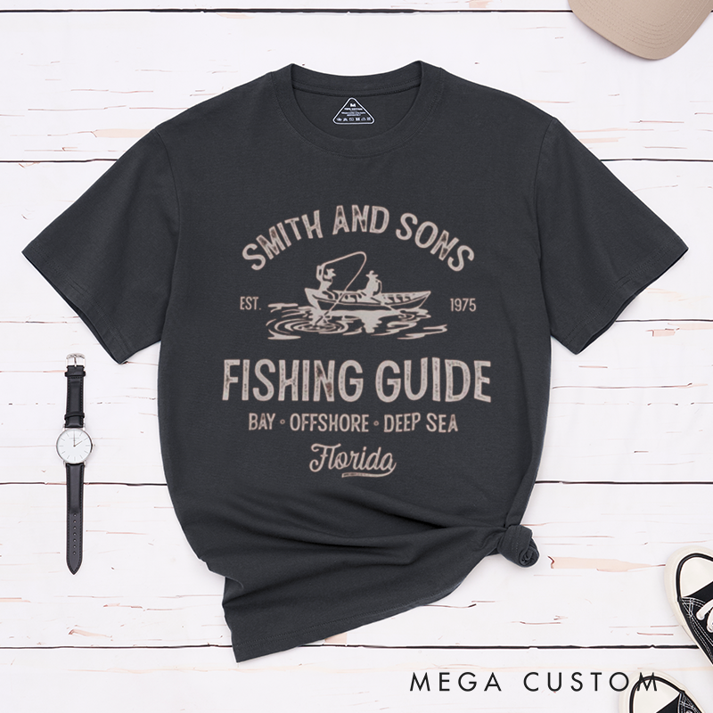 Personalized Fishing Guide Offshore Bay and Deep-Sea Adventures T-Shirt for Fishing Lover