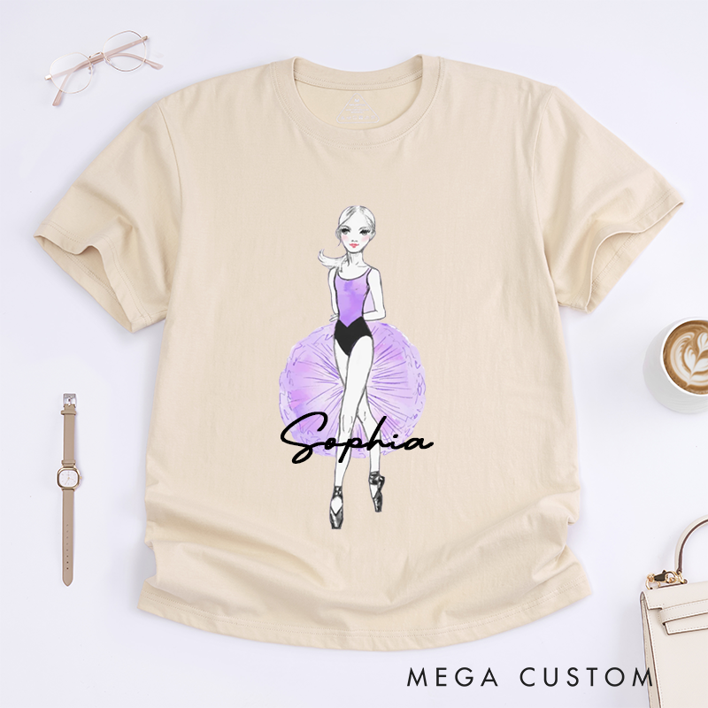 Personalized Ballet Dancer Classic T-Shirts Custom Name Dance Lover Gift Unique Artistic Apparel for Ballet Enthusiast 