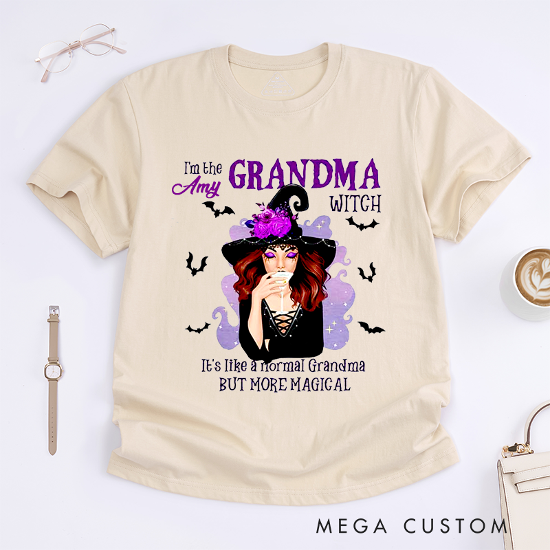 Personalized Grandma Witch Classic T-Shirts Custom Name Magical Grandma Gift Witchy Grandmother Shirt Present