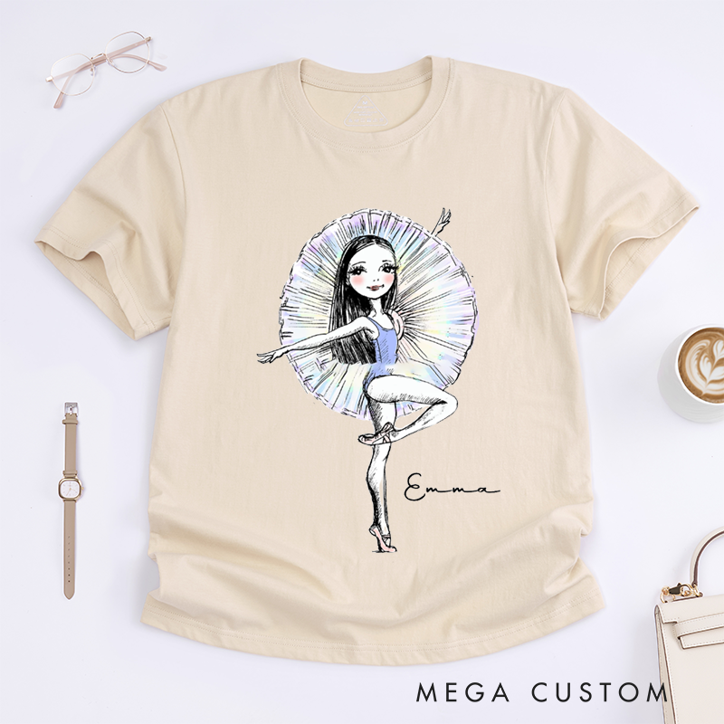 Personalized Ballet Classic T-Shirts for Dance Lovers Custom Name Gift for Ballerina Adults Unique Ballet Dance Apparel Present