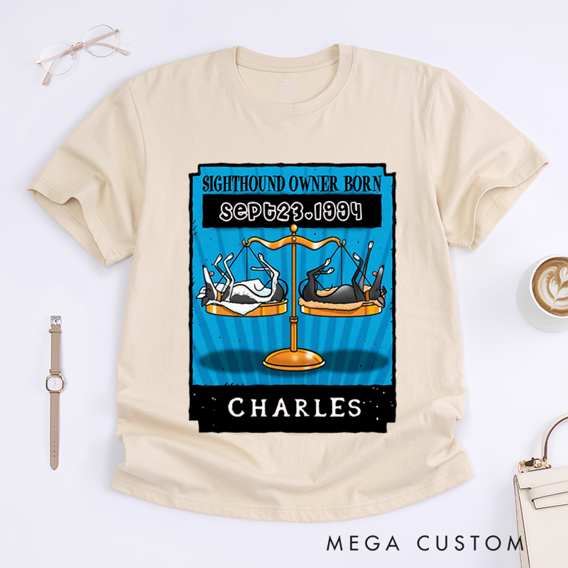 Personalized Libra Sighthound Owner Born Classic T-Shirts Custom Name Gift for Him Family
