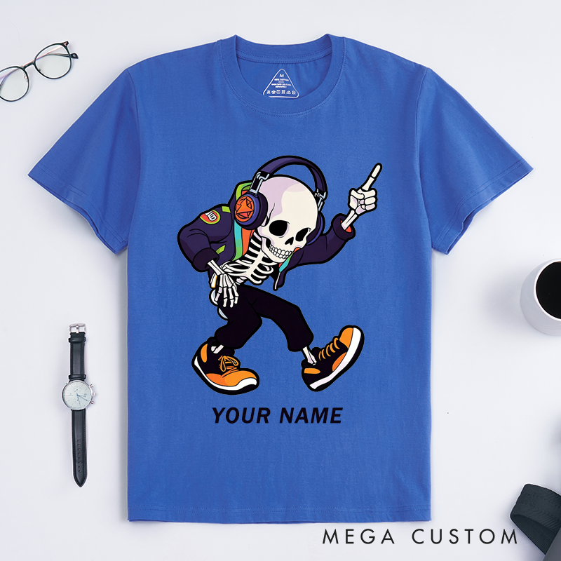 Personalized Skeleton Dancing T-Shirts Cool Hip Hop Street Style Custom Name Gift for Dance Lovers Unique Dance Outfit for Men Teen Boys