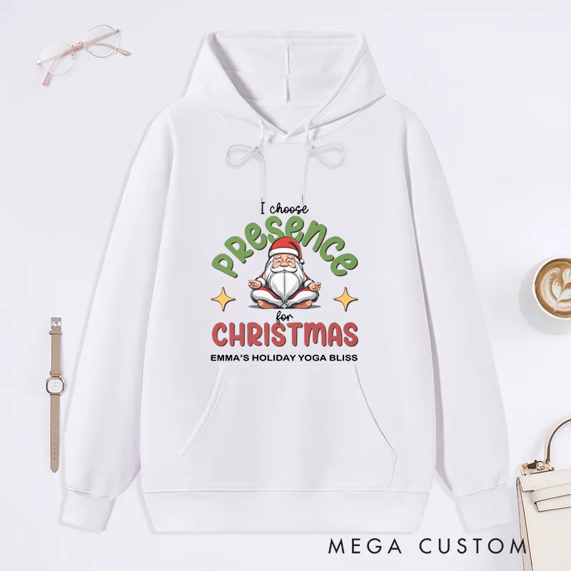 Personalized Christmas Classic Hoodie with Santa Yoga Design Custom Name Gift Idea for Yoga Lover