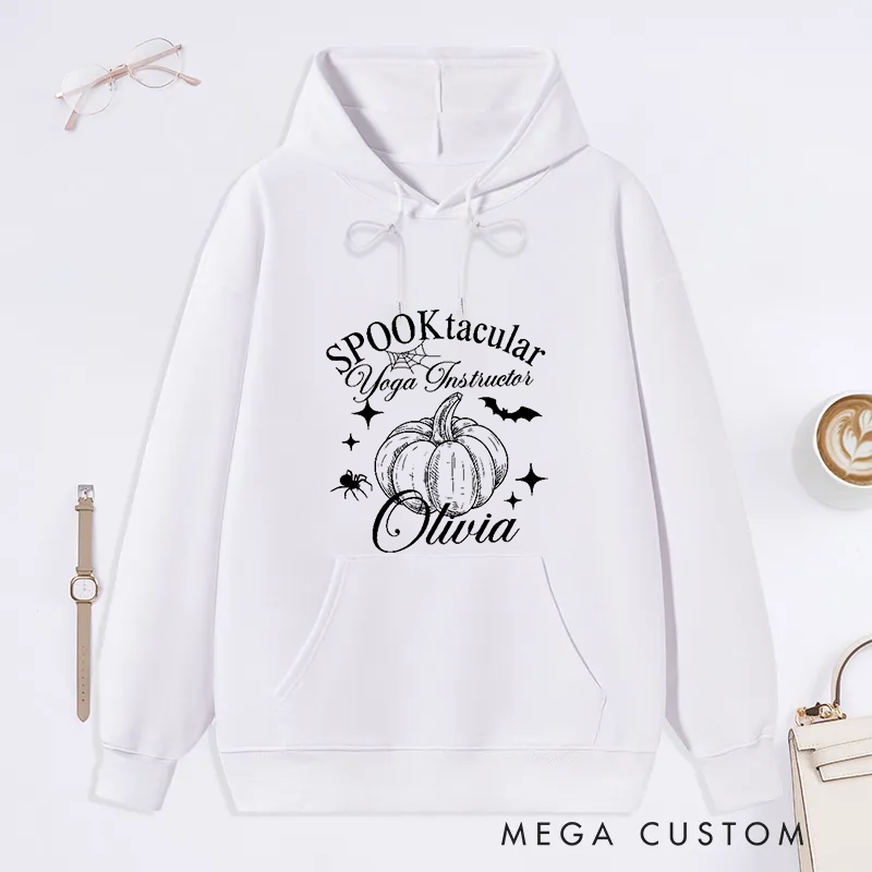 Personalized Halloween Classic Hoodie with Spooktacular Yoga Instructor Design Custom Name Gift Idea for Yoga Lover
