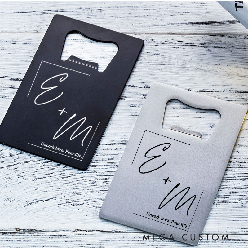 Personalized Credit Card Bottle Opener Stainless Steel Wedding Favor First Home Gift for Couple Housewarming Gift