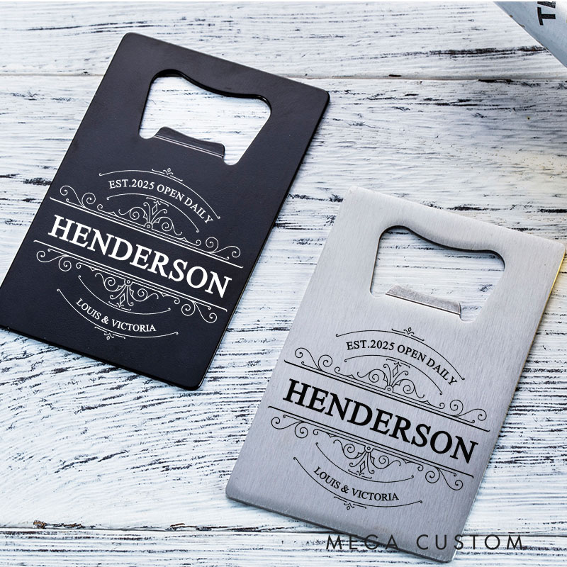 Personalized Bottle Openers for Couple Custom Laser Engraved Stainless Steel Credit Card Bottle Opener Wedding Gifts Housewarming Gifts