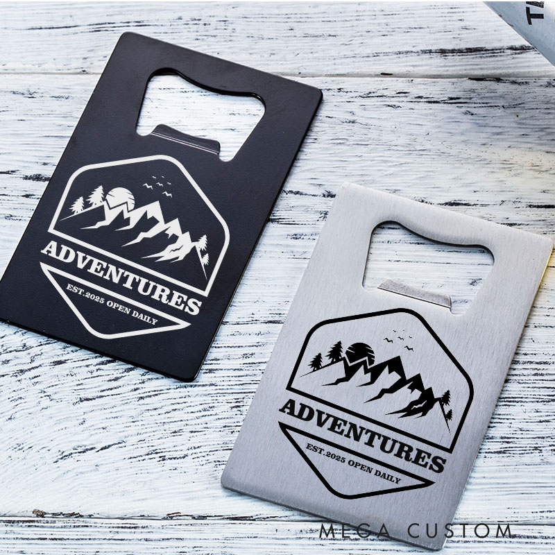 Personalized Credit Card Bottle Opener Custom Adventure-Themed Bottle Opener Personalized Gifts and Everyday Use Housewarming Gifts