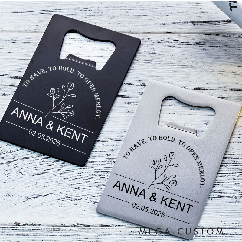 Personalized Credit Card Bottle Opener Custom Wedding Bottle Opener Perfect for Couples Anniversaries Housewarming