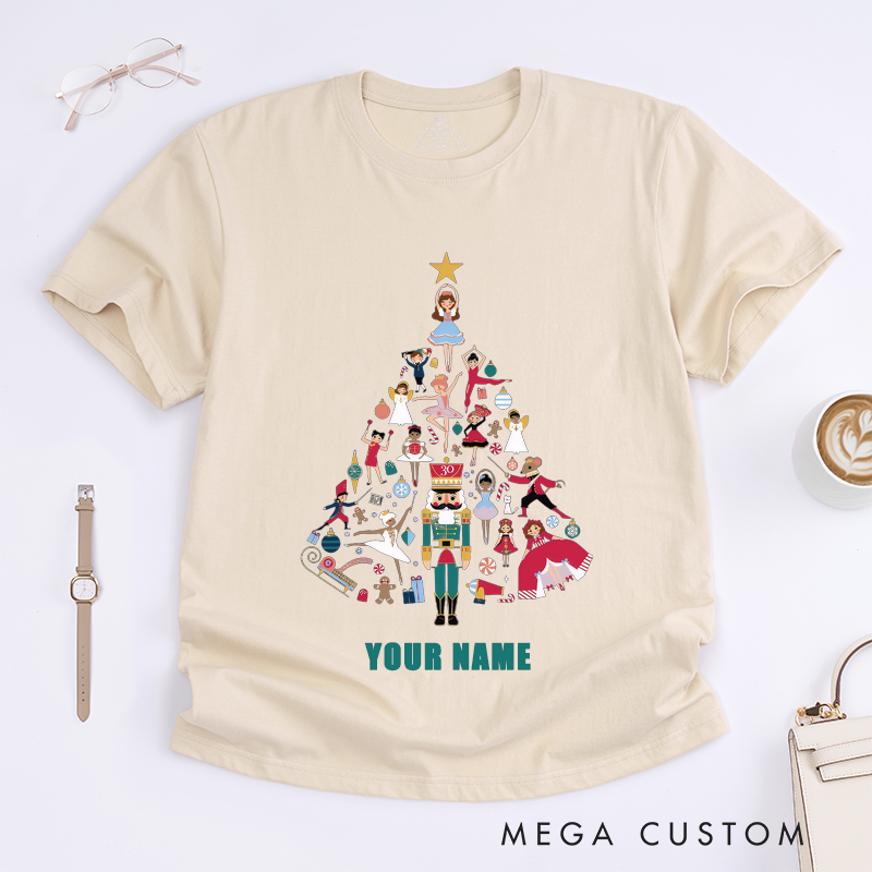 Personalized Ballet Tree T-Shirts Gift Cute Ballet Dancer Custom Name Dance Tee for Women Girls Unique Present Ballet Lover