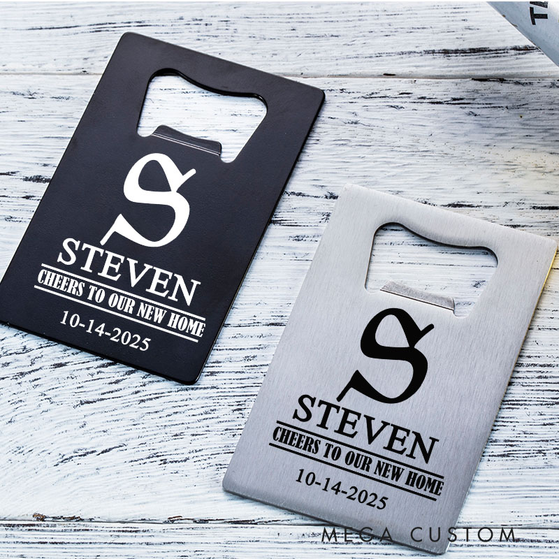 Personalized Metal Bottle Opener Custom Housewarming Bottle Opener Cheers to Our New Home Gifts New Home Gifts