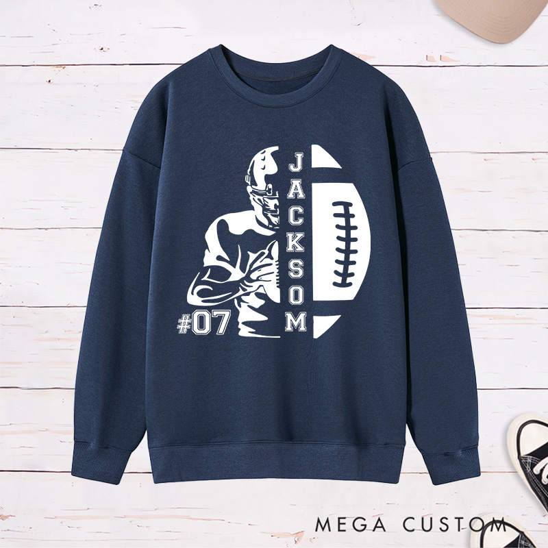 Personalized American Football Sweatshirt with Custom Name and Number for Game Day