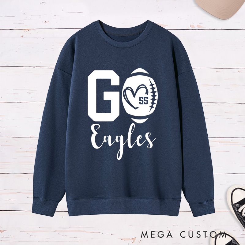 Personalized American Football Sweatshirt with Custom Team Name and Number for Game Day 