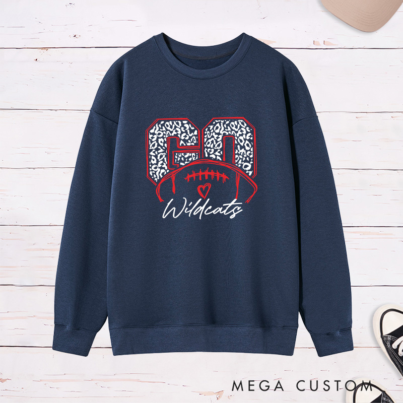 Personalized American Football Leopard Sweatshirt Featuring Custom Your Team Name on the Front