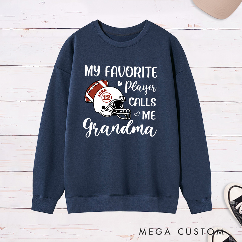 Personalized American Football Grandma Sweatshirt with Custom Name and Number