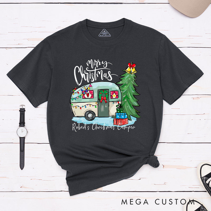Personalized Camper Christmas T-Shirt Hiking Outdoors Lover Shirt Christmas Gift
