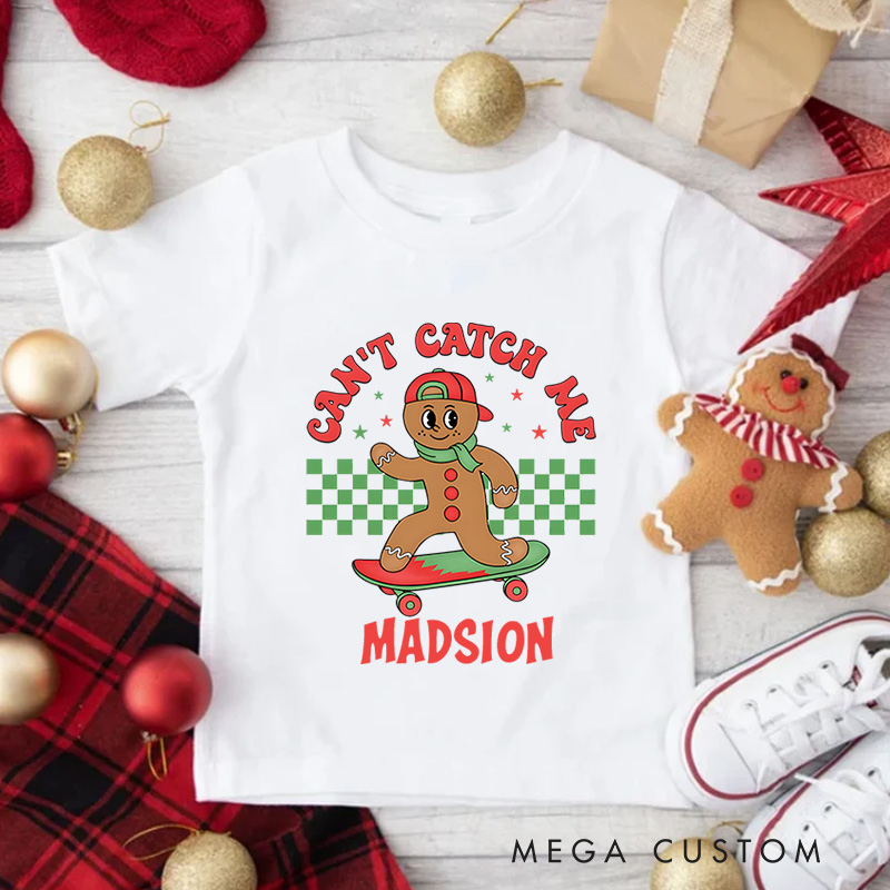 Personalized Gingerbread Kids Christmas T-Shirt Boy or Girl Christmas Gift