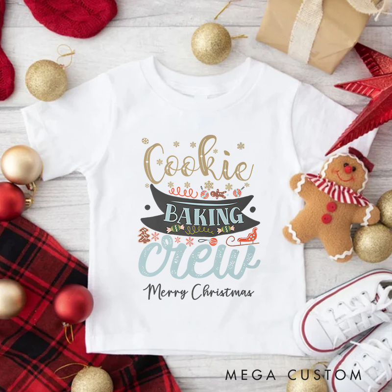 Personalized Cookie Baking Crew Christmas Holiday Kids T-Shirt