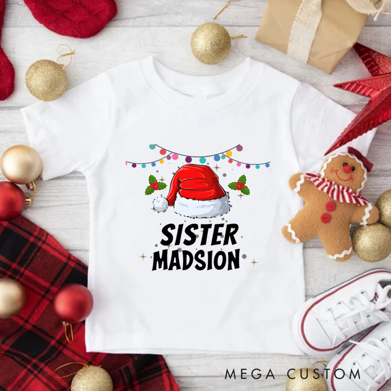 Personalized Cute Funny Santa Hat Christmas Kids T-Shirt Gift for Kids