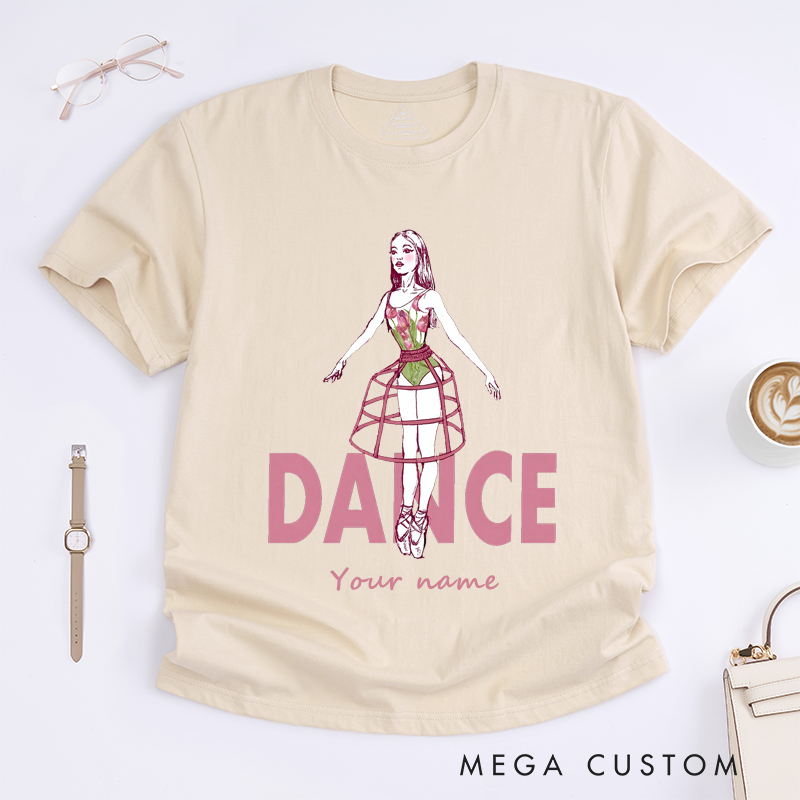 Personalized Ballet Dancer T-Shirt Unique Floral Dance Costume Sketch Gift for Women Girls Custom Ballerina Outfit Tee Artistic Ballet Lover Present