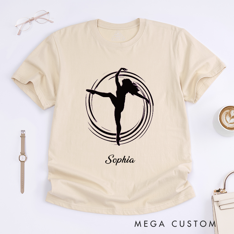 Personalized Dance Silhouette T-Shirts Gift for Women Custom Name Ballet Dancer Art Tee Unique Artistic Apparel for Dancers Present for Her
