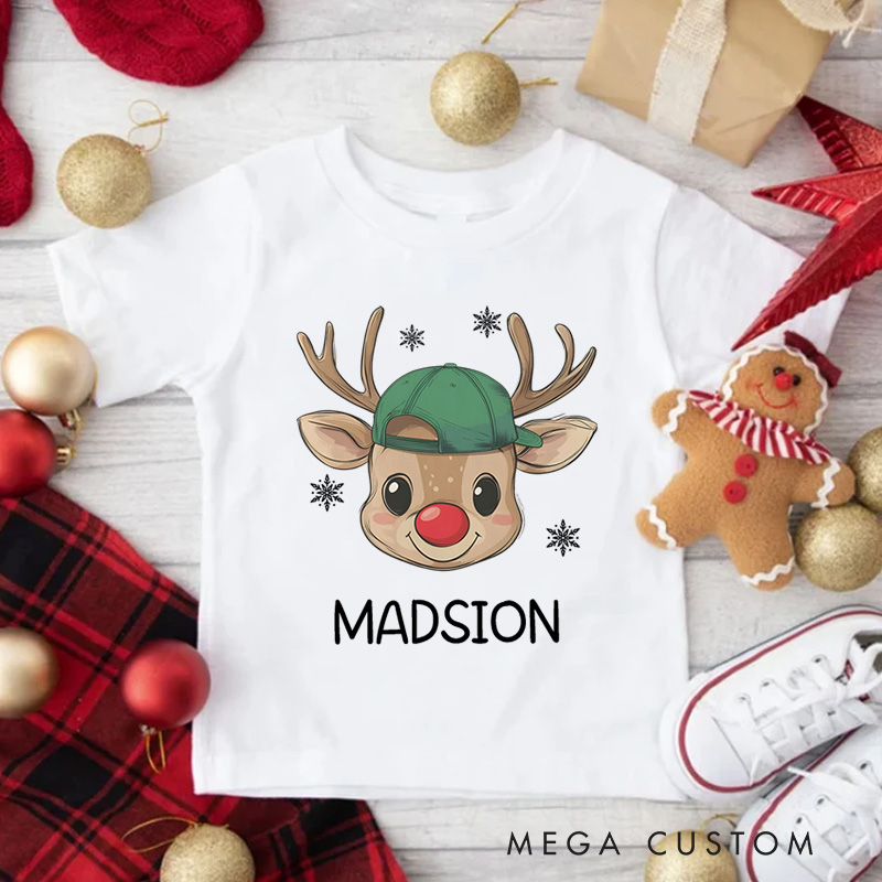 Personalized Reindeer Name Kids Shirt Cute Holiday Shirt Xmas Kids Gift
