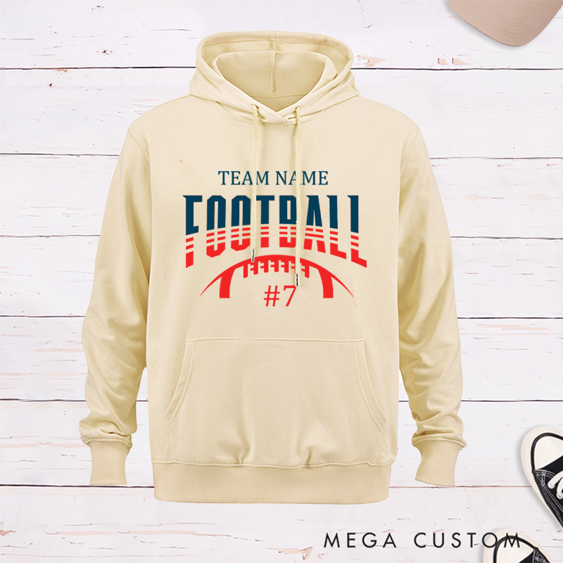 Personalized American Football Hoodie with Custom Your Team Name and Number