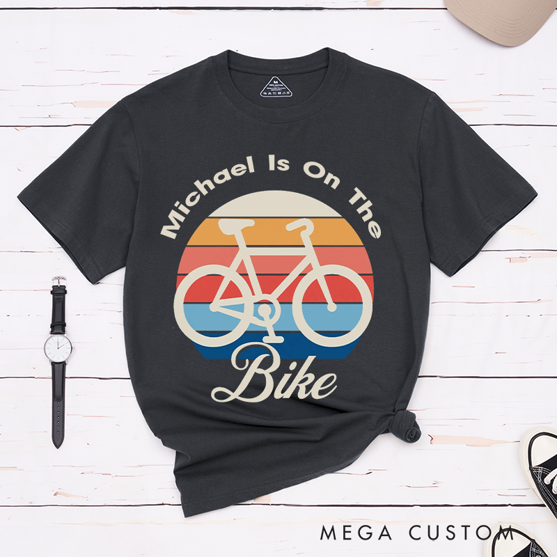 Personalized Bold Bicycle T-Shirt with a Retro Sunset Background for Outdoor Adventures Riding Cycling Biking Enthusiasts