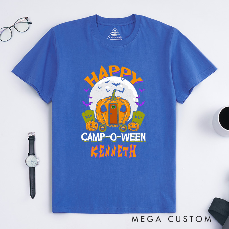 Personalized Happy Camp Halloween T-Shirt Halloween Camping Adventure Shirt Gift for Outdoor