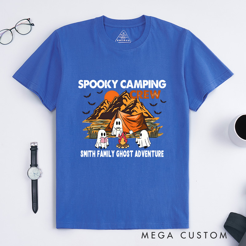 Personalized Spooky Camping Crew T-Shirt Ghostly Adventures T-Shirt Halloween Gift for Hiking Outdoors