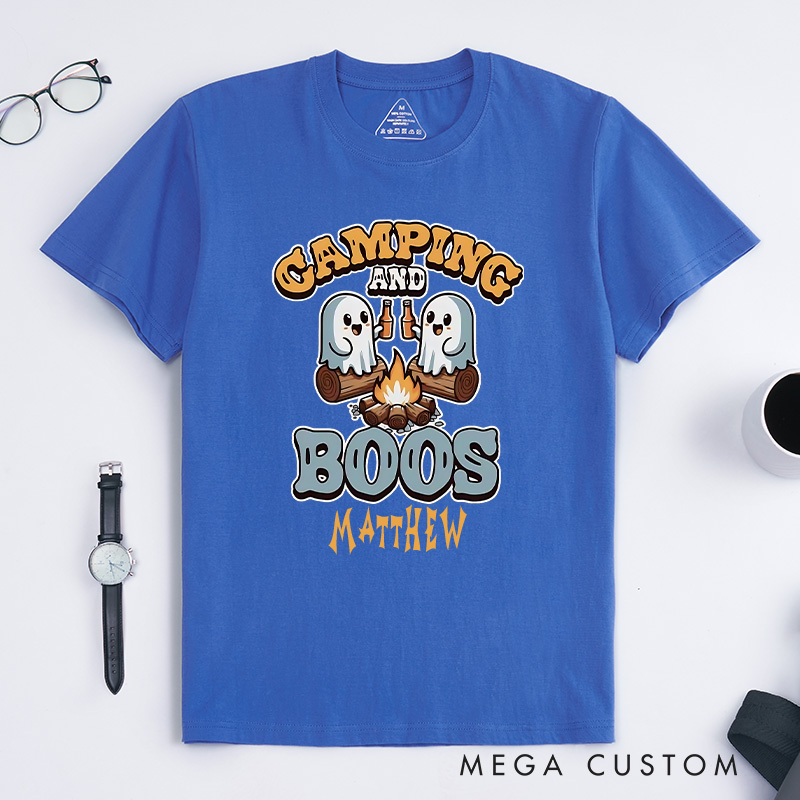 Personalized Camping and Boos T-Shirt Halloween Camping Hiking Lovers T-Shirt Halloween Gift