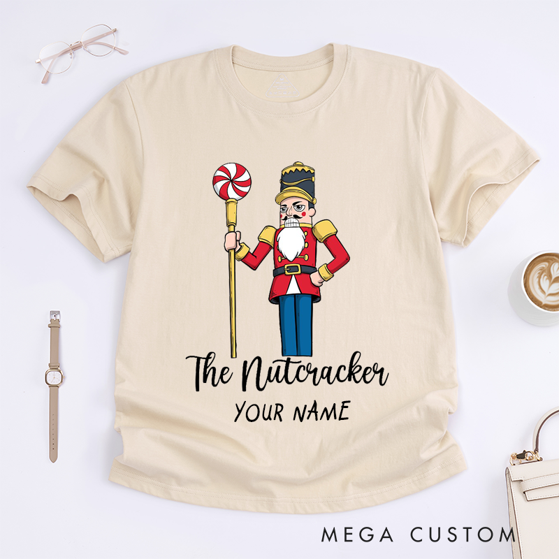 Personalized Dance Soldier Gift Custom Name Classic T-Shirts Red Uniform Candy Cane Print Unique Present for Him Dad Husband