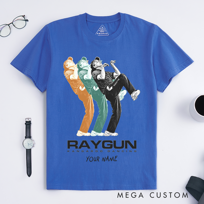 Personalized Kangaroo Dance T-Shirts Custom Name Retro Animal Dancing Graphic Unique Gift for Men Cool Australia Theme Tee for Dad Husband Brother