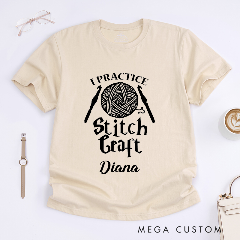 Personalized I Practice Stitch Craft Classic T-Shirts for Crocheting Lovers Halloween Crocheting Shirt 