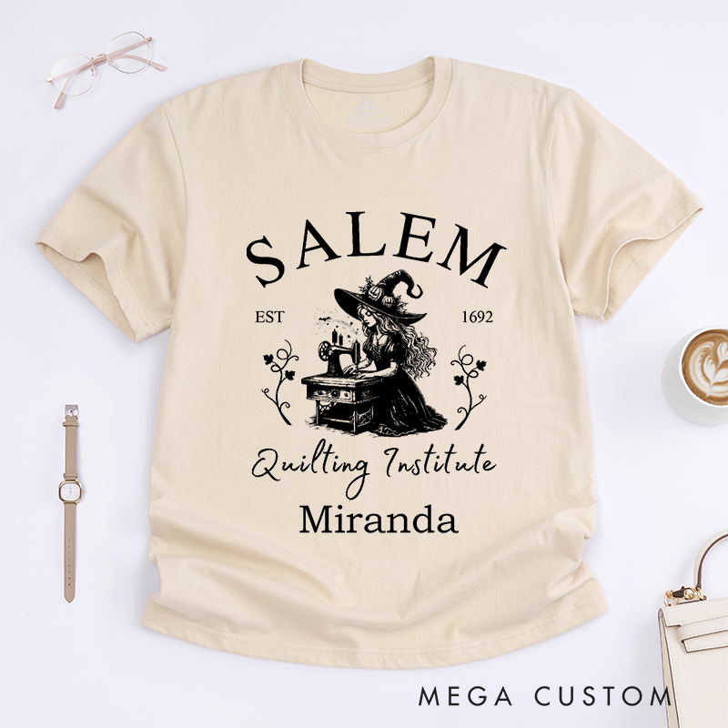 Personalized Salem Quilting Institute Classic T-Shirts for Sewing Lovers Halloween Sewer Gift Shirt