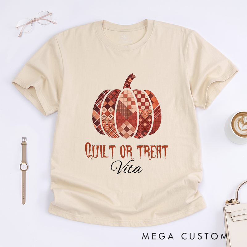 Personalized Quilt or Treat Classic T-Shirts for Sewing Lovers Halloween Sewer Gift Shirt