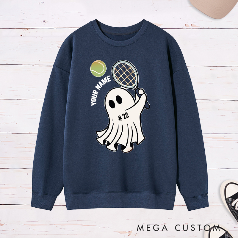  Personalized Ghost Tennis Sweatshirt with Custom Name and Number  