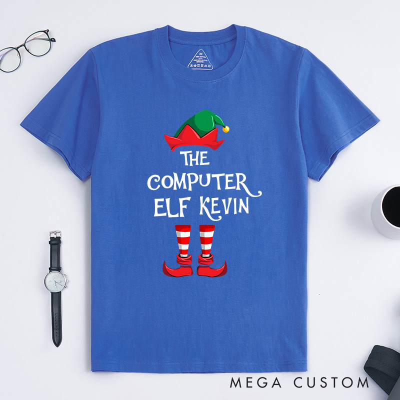 Personalized the Computer Elf Christmas T-Shirt Programmer Technology Lovers Shirt Christmas Gift for Geek