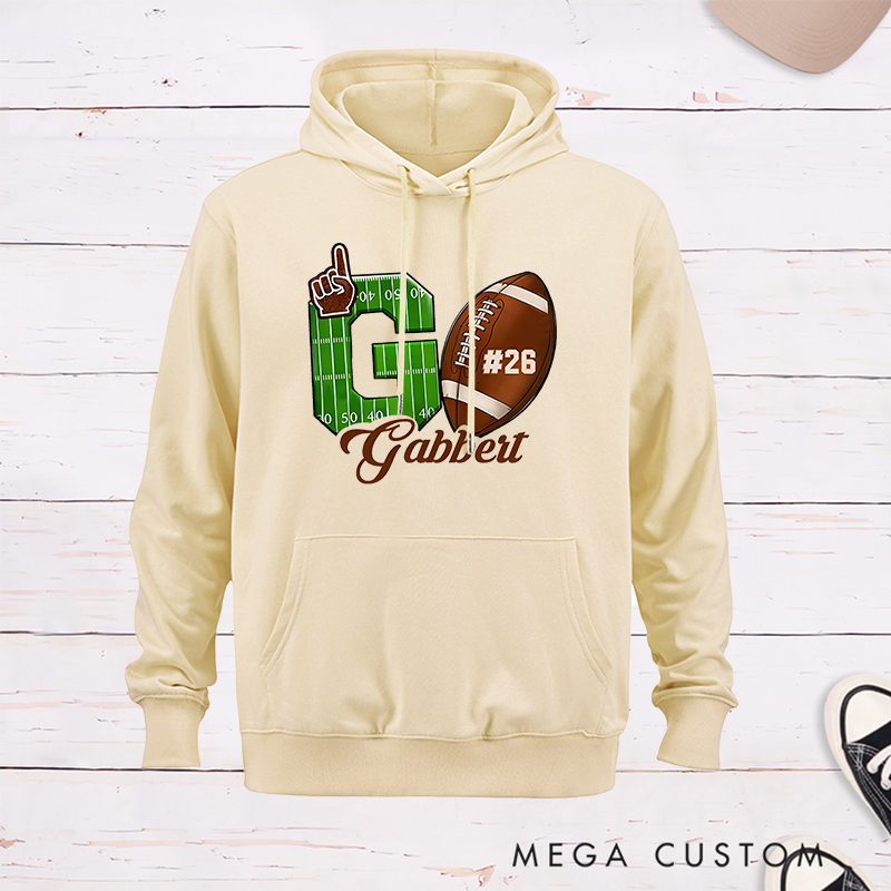Personalized American Football Go Design Hoodie with Custom Name and Number