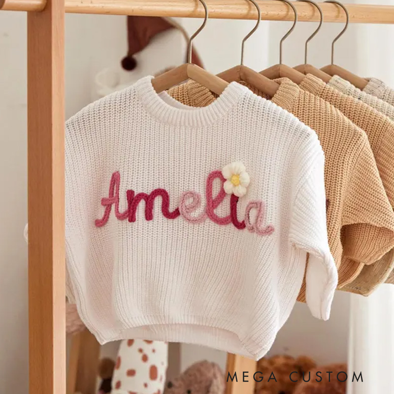 Personalized Embroidered Name Sweater Birthday Gifts Nursery Gifts