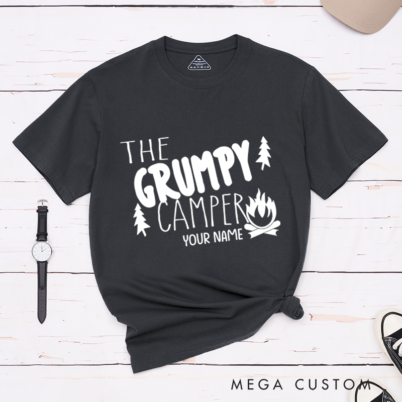 Personalized The Grumpy Camper T-Shirt Mountain Group Camping Hiking Travel Shirt Adventurers Lovers Gift
