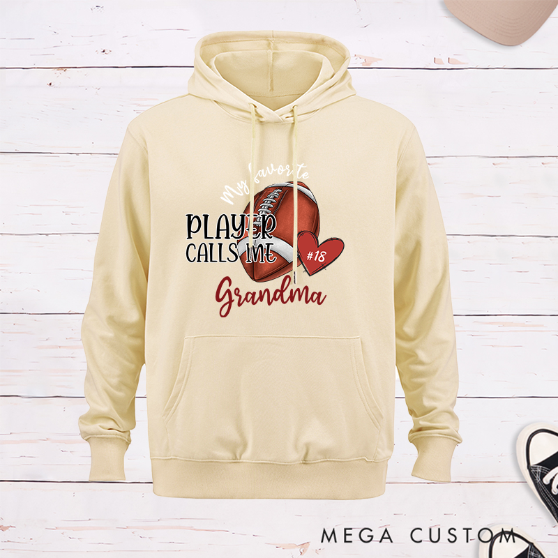 Personalized American Football  "My Favorite Player" Hoddies with Custom Number