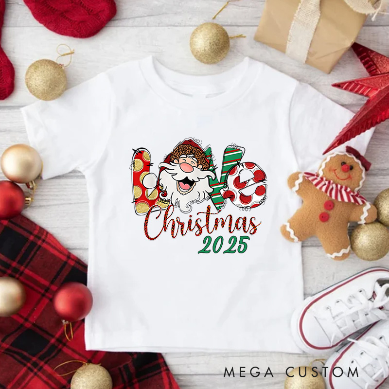 Personalized Santa and Candy Cane with Festive Text Christmas Kids T-Shirt