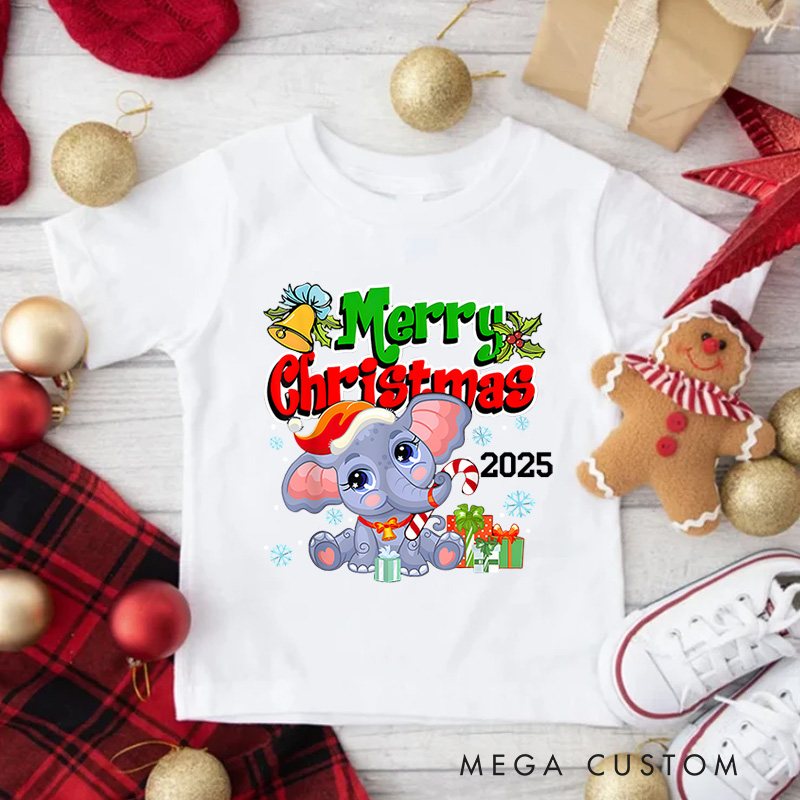Personalized Festive Snowman with Colorful Christmas Gifts Christmas Kids T-Shirt