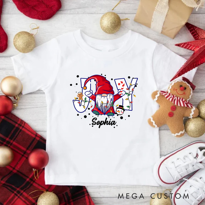 Personalized Joy with Festive Patterns and Christmas Accents Christmas Kids T-Shirt