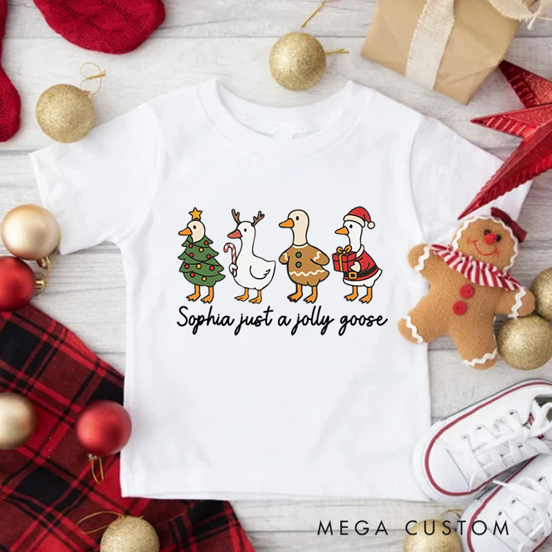 Personalized Just A Jolly Goose Kids T-Shirt Xmas Gifts