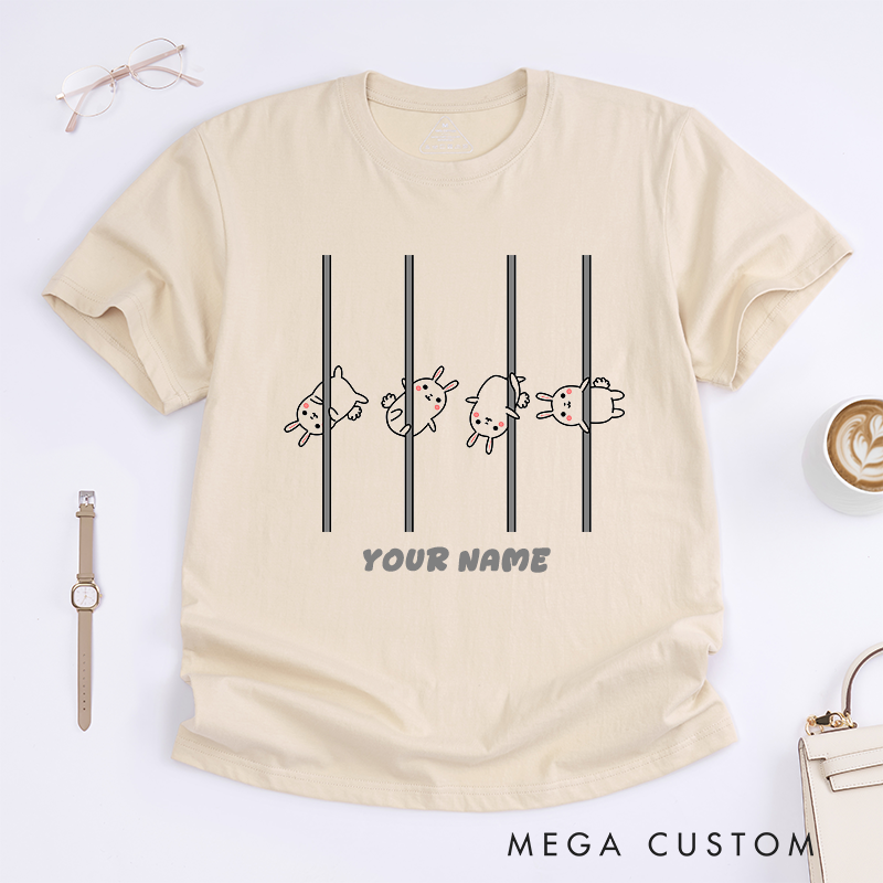 Personalized Cute Bunny Pole Dance T-Shirts Custom Name Gift for Girls Women Unique Kawaii Animal Design Lover Shirt Perfect for Present