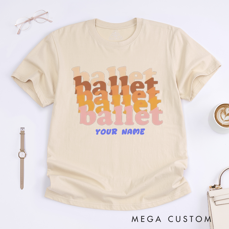 Personalized Ballet Dance Lover T-Shirts Custom Name Gift for Women Unique Ballet Typography Tee Soft Aesthetic Balletcore Shirt for Dancer