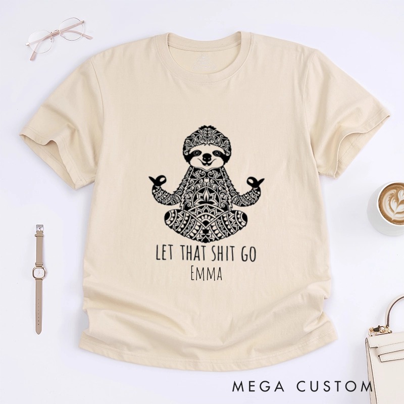 Personalized Meditation Sloth T-Shirt Humorous Animal T-Shirt Yoga Funny T-Shirt Yoga Lover Animal Lover