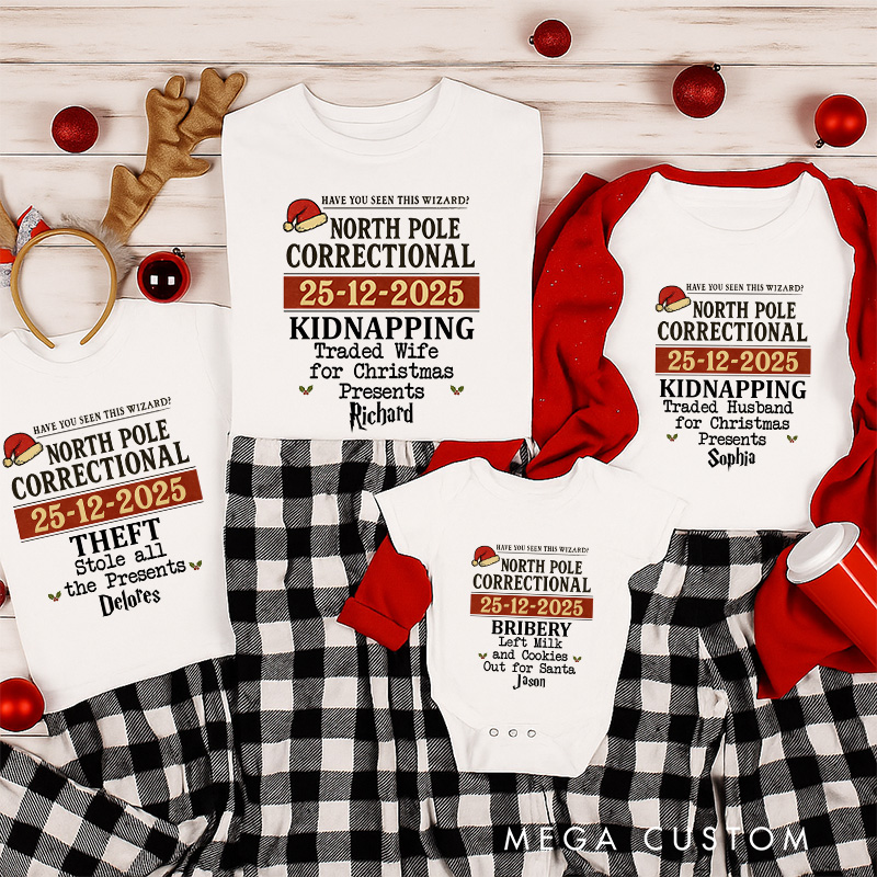 Personalized Magic Inspired North Pole Correctional Christmas Family Matching Shirts Group Shirts Movie Holiday Shirt